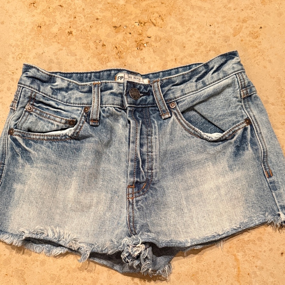 Free People Women's Blue Denim Shorts